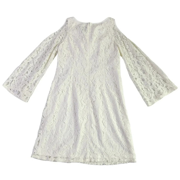 Adrianna Papell Ivory Lace Dress Cold Shoulder Shift Size 8 Women's NWT - Picture 6 of 11